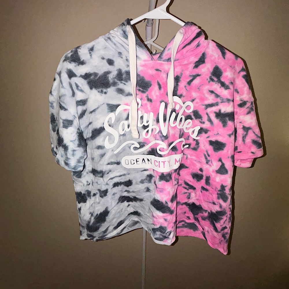 multicolor cropped t-hoodie